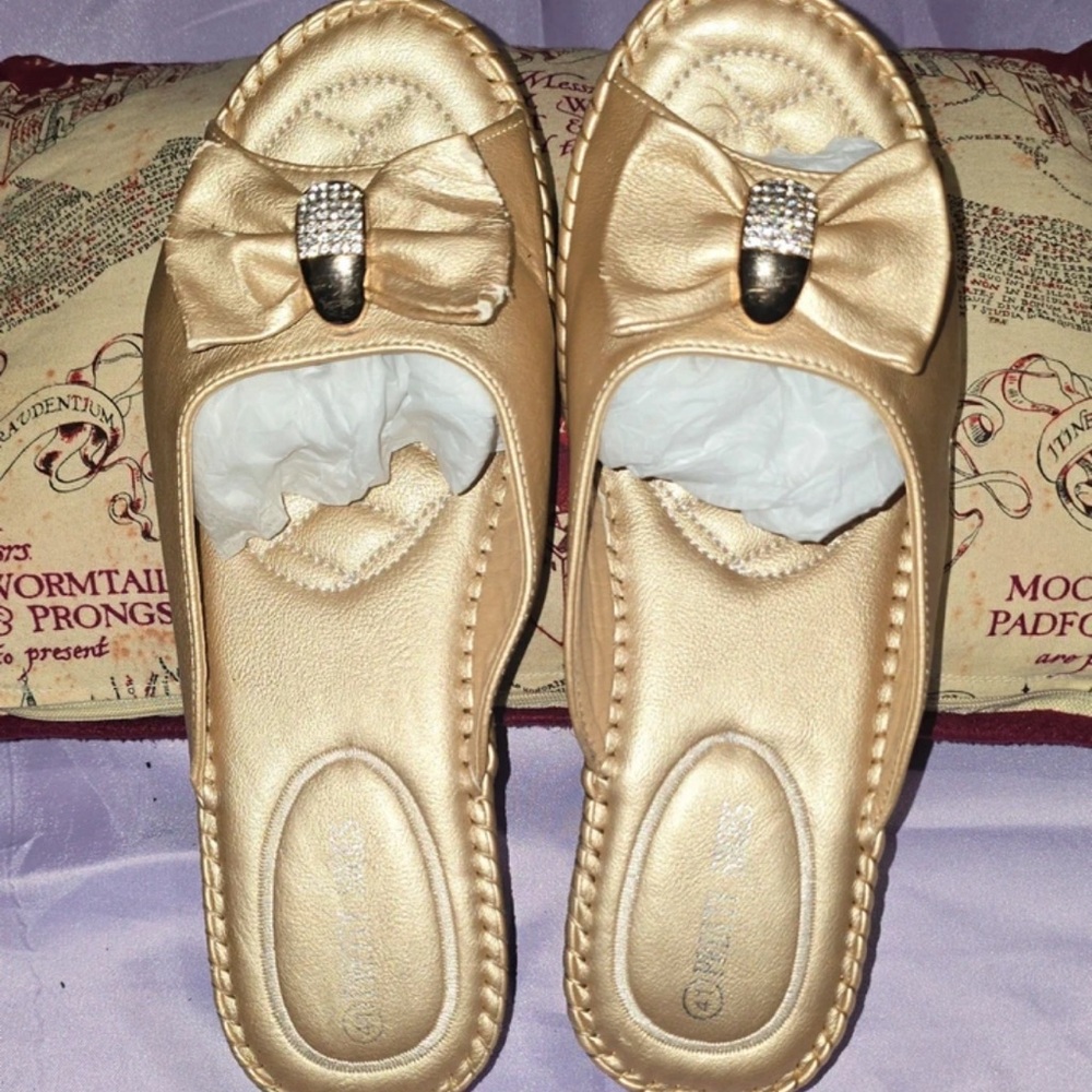 Chic Gold Women's Slip-On Loafers
